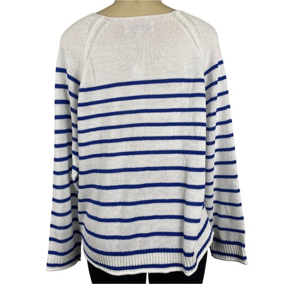 Loft Womens Striped White and Blue Sweater With Red Sailboat Size M - New - Picture 3 of 10